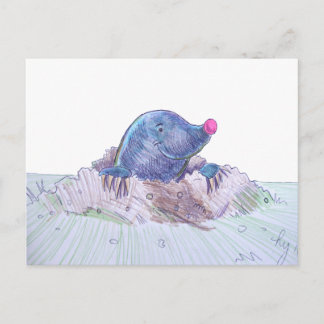 Cute Cartoon Mole en Molehill Briefkaart