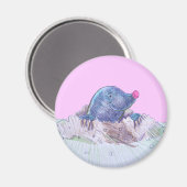 Cute Cartoon Mole en Molehill Magneet (Voorkant / Achterkant)