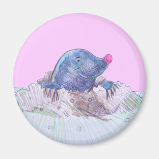 Cute Cartoon Mole en Molehill Magneet