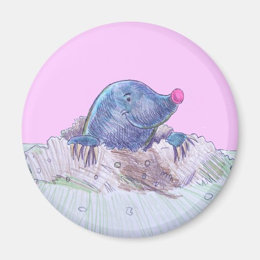 Cute Cartoon Mole en Molehill Magneet (Voorkant)