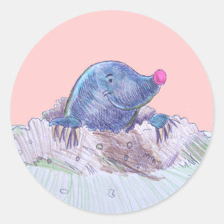 Cute Cartoon Mole en Molehill Ronde Sticker