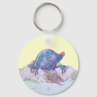 Cute Cartoon Mole en Molehill Sleutelhanger