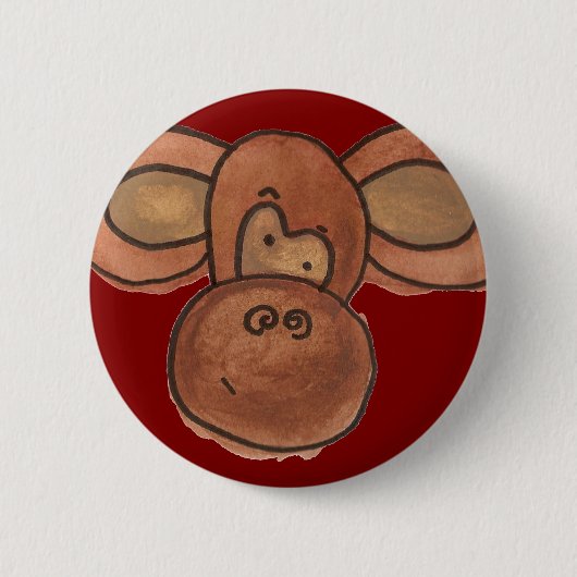 Cute Cartoon Monkey Button (Voorkant)