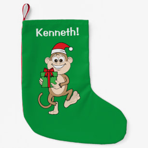 Cute Cartoon Monkey met een cadeau Kleine Kerstsok