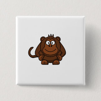 Cute Cartoon Monkey Sjabloon Vierkante Button 5,1 Cm