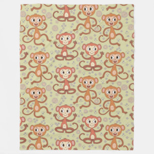 Cute Cartoon Monkeys Fleece Deken