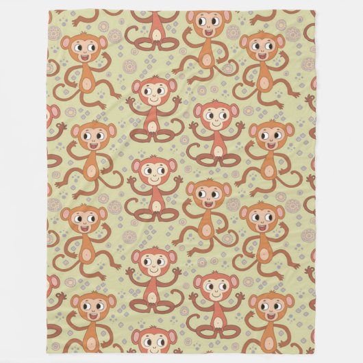 Cute Cartoon Monkeys Fleece Deken (Voorkant)