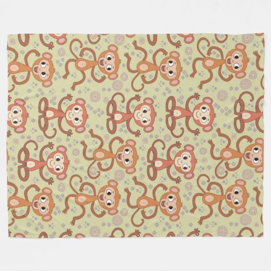 Cute Cartoon Monkeys Fleece Deken (Voorkant (Horizontaal))