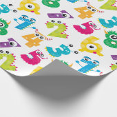 Cute Cartoon Monster Numbers Pattern Cadeaupapier (Hoek)