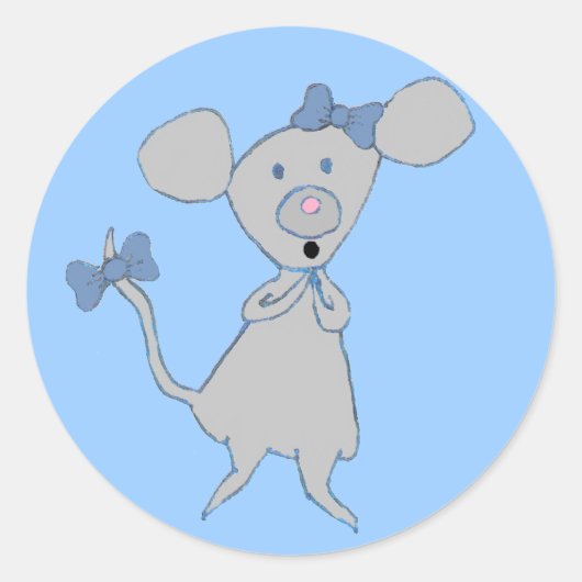 Cute Cartoon Mouse Ronde Sticker (Voorkant)