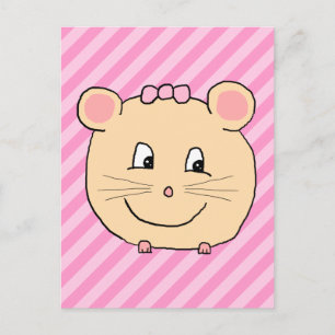 Cute Cartoon muis op roze strepen. Briefkaart