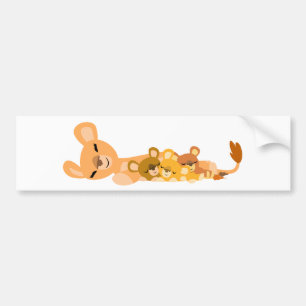 Cute Cartoon Mum Lion en Cubaanse Bumpersticker