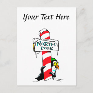 Cute Cartoon North Pole Penguin Briefkaart