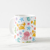 Cute Cartoon Ocean Zee Seashell, Starfish Summer Koffiemok (Voorkant links)
