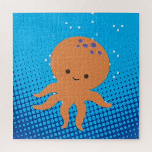 Cute Cartoon Octopus Blue Ocean Legpuzzel