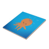 Cute Cartoon Octopus Blue Ocean Tegeltje (Zijkant)