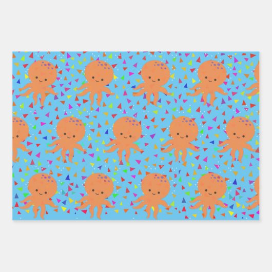 Cute Cartoon Octopus Confetti Pattern Inpakpapier Vel (Voorkant 3)
