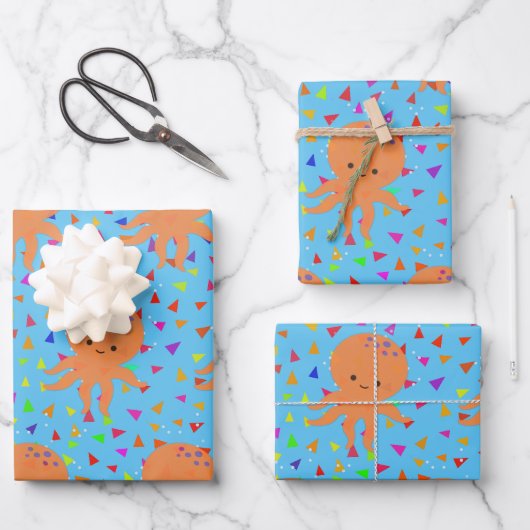 Cute Cartoon Octopus Confetti Pattern Inpakpapier Vel (Voorkant)
