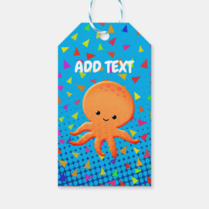 Cute Cartoon octopus met Confetti Cadeaulabel