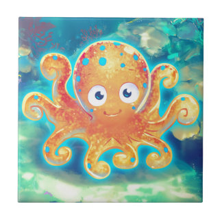 Cute Cartoon Octopus Tegeltje