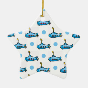 Cute Cartoon onderzeeër, Baby Blue Polka Dots Keramisch Ornament