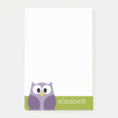Cute Cartoon Owl Paars en Pistachio Custom Name Post-it® Notes (Voorkant)