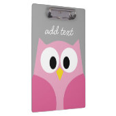 Cute Cartoon Owl - Roze en grijze aangepaste naam Klembord (Rechts)