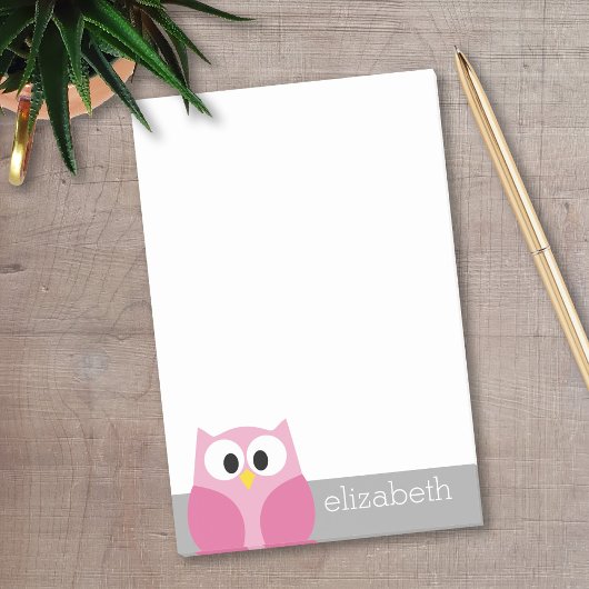 Cute Cartoon Owl - Roze en grijze aangepaste naam Post-it® Notes