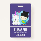 Cute Cartoon Pals - Happy Unicorn & Bird Badge (Voorkant)
