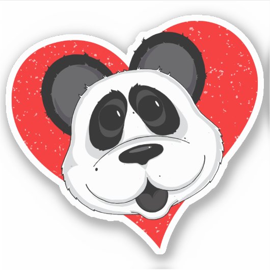 Cute Cartoon Panda Beer met Love Heart Sticker (Voorkant)