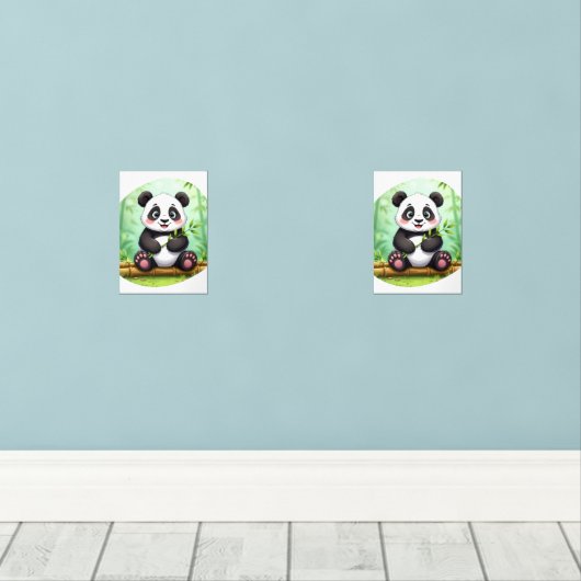 Cute Cartoon Panda on Bamboo Patch (Parquet)