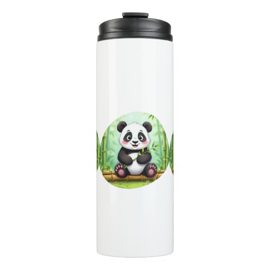 Cute Cartoon Panda on Bamboo Patch Thermosbeker (Voorkant)