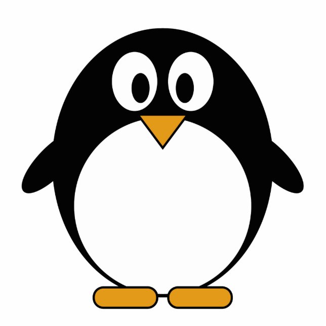 Cute Cartoon Penguin Staand Fotobeeldje (Voorkant)