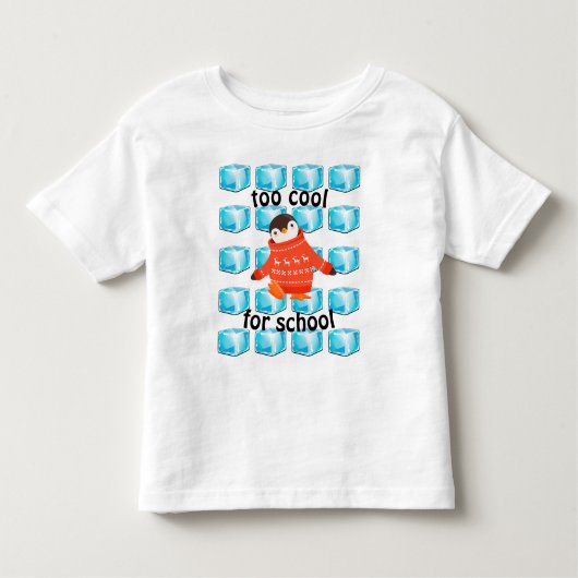Cute Cartoon Penguin "too Cool for School" Kinder Shirts (Voorkant)