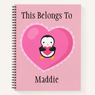 Cute Cartoon Penguin w/Hearts Notitieboek
