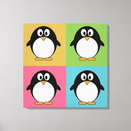 Cute Cartoon Penguins Canvas Afdruk (Voorkant)