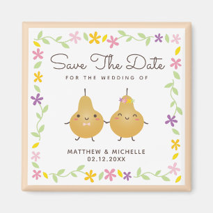 Cute Cartoon Perfect Pear Couple Elegant Wedding Magneet