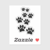 Cute Cartoon Pet Paw Trail Black Sticker (Vel)