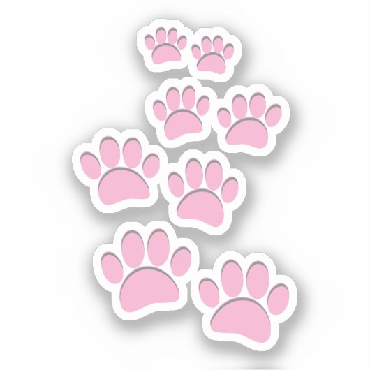 Cute Cartoon Pet Paw Trail Pink Sticker (Voorkant)