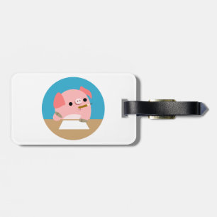 Cute Cartoon Pig. Bagagelabel "Schrijverblok"