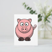 Cute Cartoon Pig Briefkaart (Staand voorkant)