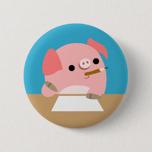 Cute Cartoon Pig. Button Band schrijver