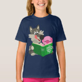 Cute Cartoon pig en Wolf die kinderen T-shirt lees (Voorkant)
