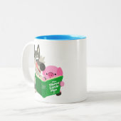 Cute Cartoon pig en Wolf die samen Mok lezen (Voorkant links)