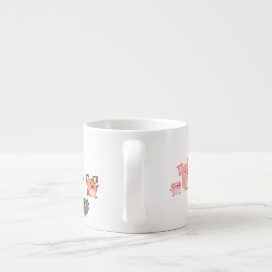 Cute Cartoon Pig Famille Espresso Mug (Dos)