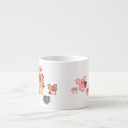 Cute Cartoon Pig Famille Espresso Mug (Devant)