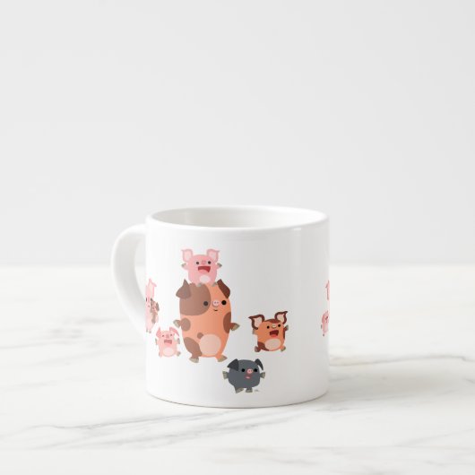 Cute Cartoon Pig Famille Espresso Mug (Devant gauche)