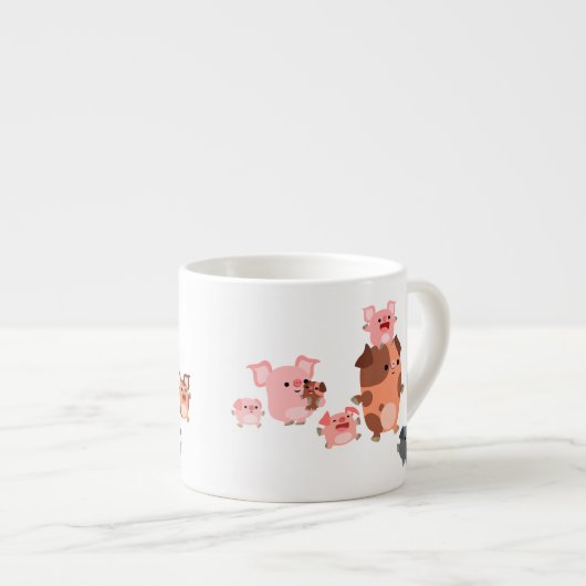 Cute Cartoon Pig Famille Espresso Mug (Devant droit)
