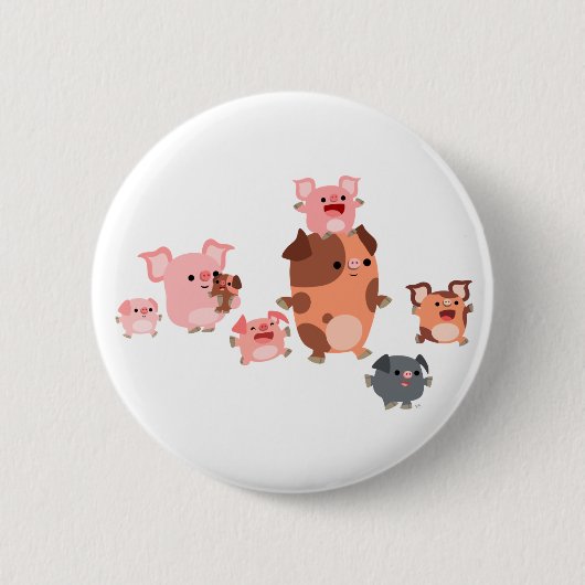 Cute Cartoon Pig Family Button Badge (Voorkant)