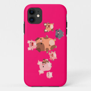 Cute Cartoon Pig Family iPhone 5/5S Hoesje